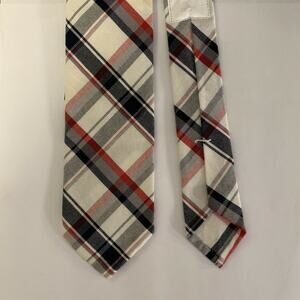 THOM BROWNE Navy White & Red Plaid Tie
